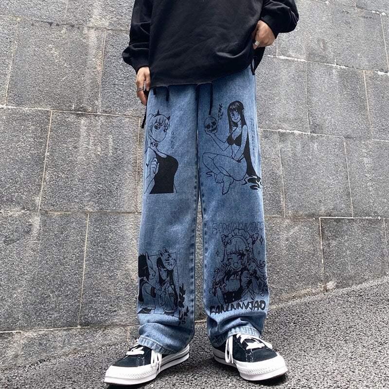 Custom Anime Jeans - high-quality cotton jeans - Custom Anime Jeans for Stylish Manga Fans