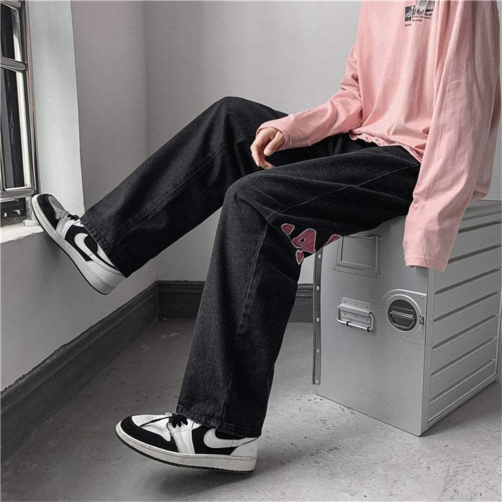 Custom design jeans - Y2K style jeans - Custom Design Jeans in Vibrant Pink Print