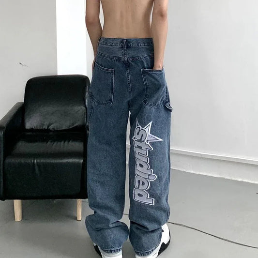 Cyber Y2K Jeans - y2k jeans - Baggy Cyber Y2K Jeans for Trendy Street Style