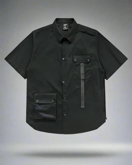 Dynamic Patchwork Techwear Top - techwear shirt - Futuristic Patchwork Techwear Top for Urban Style