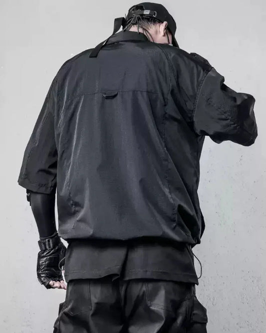 Dynamic Short Sleeve Zip Shirt - techwear-core - Short Sleeve Zip Shirt for Modern Style