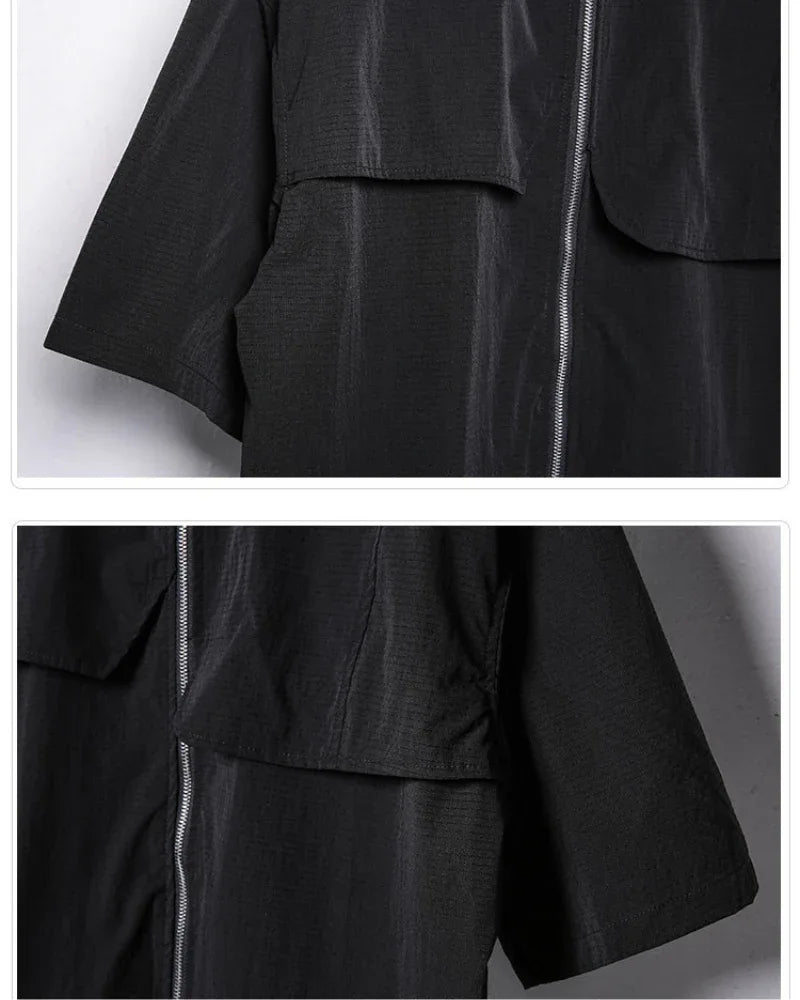 Dynamic Short Sleeve Zip Shirt - versatile short sleeve shirt - Short Sleeve Zip Shirt for Modern Style