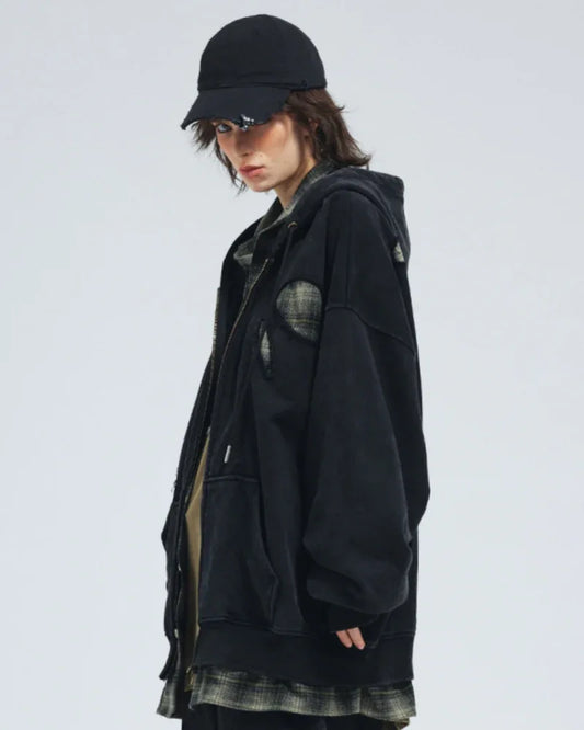 Edgy Ripped Hoodie Set - techwear hoodie - Edgy Ripped Hoodie Set for Modern Street Style