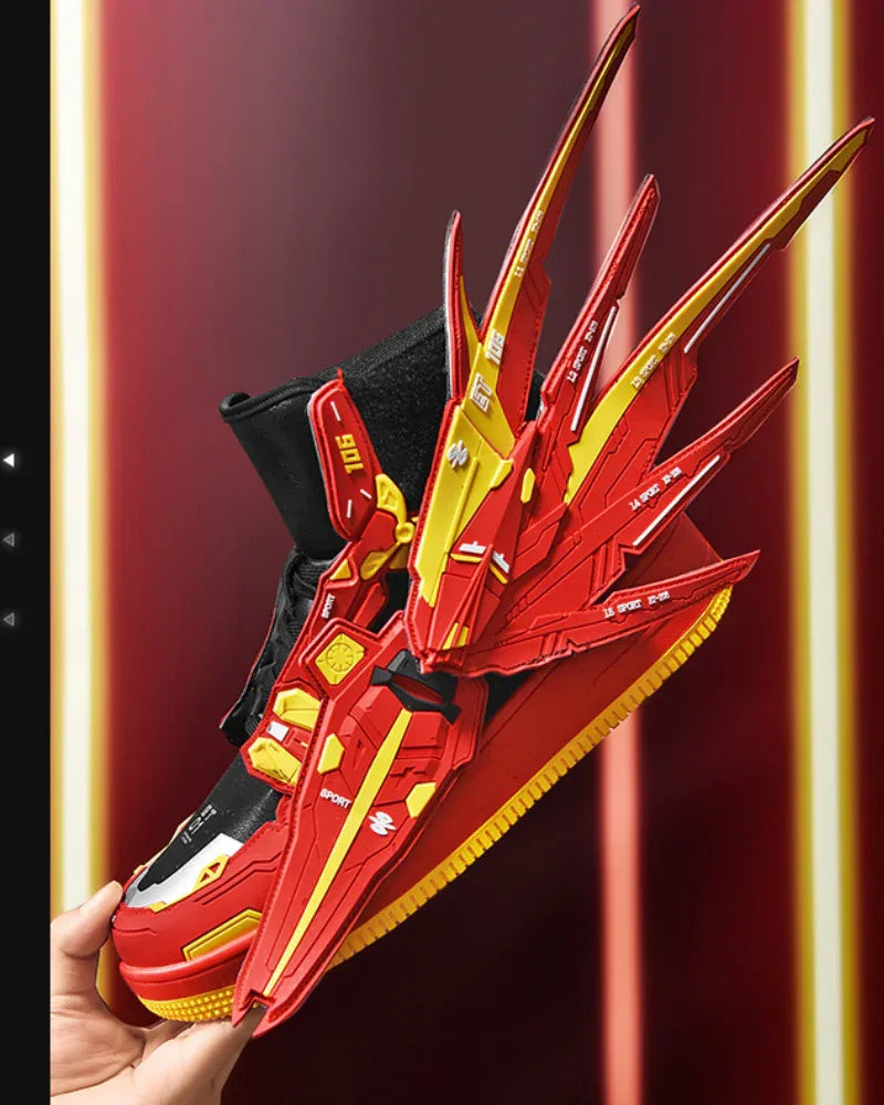 Elevated Winged Sneakers - cyberpunk shoes - Versatile Elevated Winged Sneakers in Bold Colors