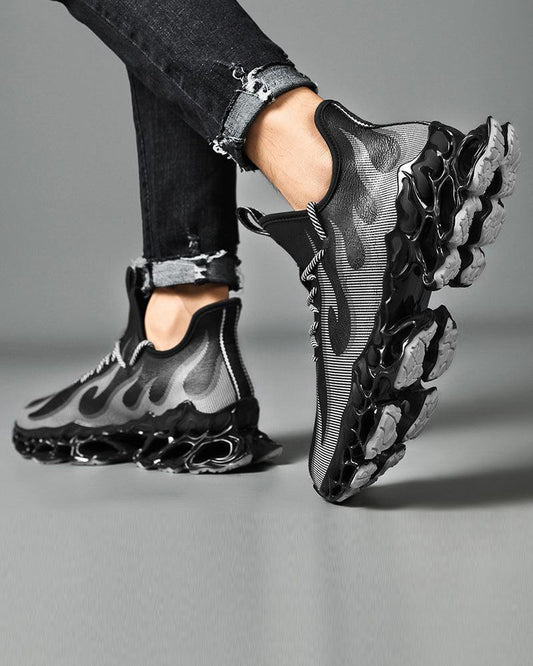 Fire-Infused Futuristic Kicks - techwear shoes for modern outfits - Futuristic Techwear Shoes for Modern Style