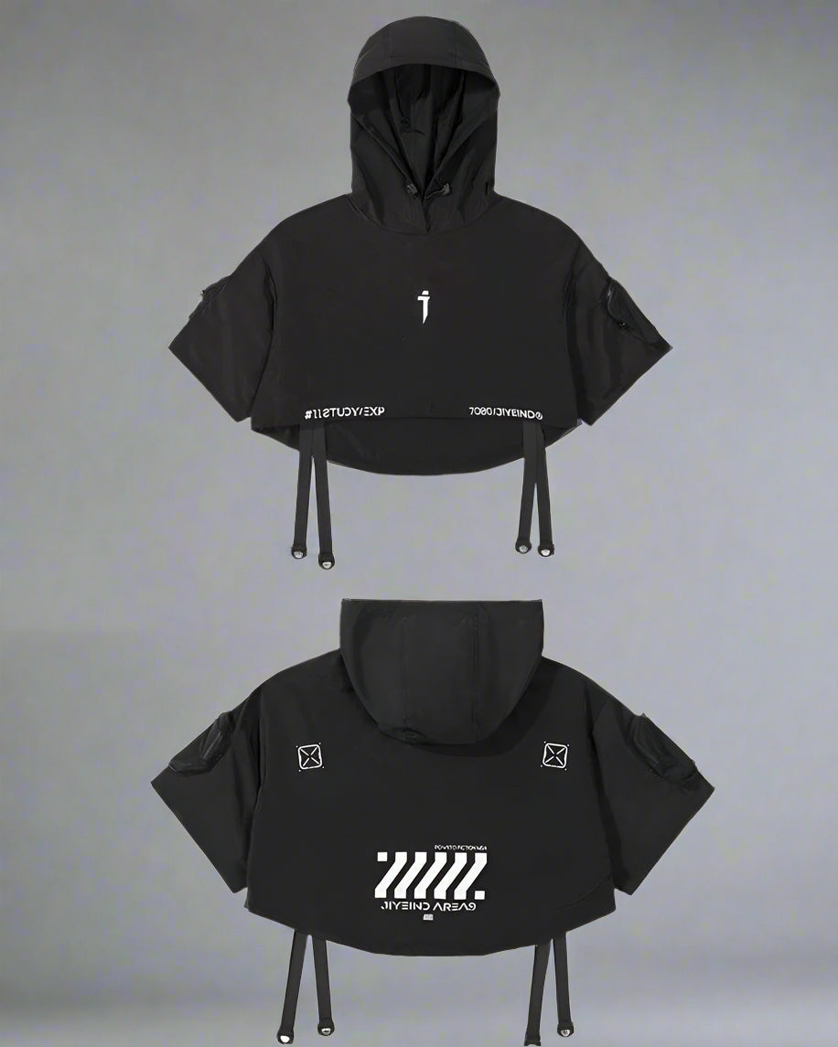 Sleek Black Hooded Cloak