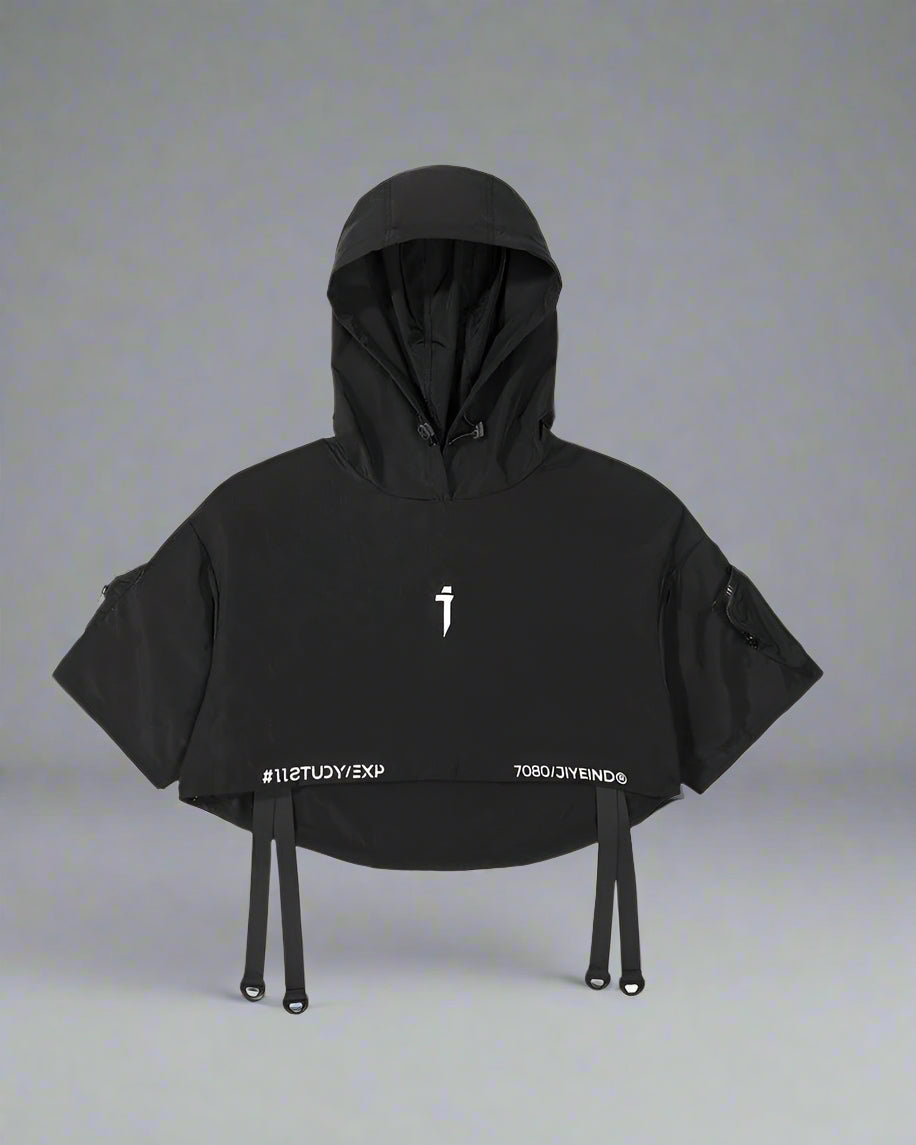 Sleek Black Hooded Cloak