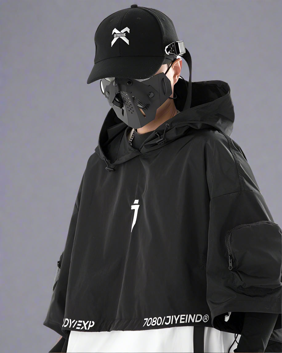 Sleek Black Hooded Cloak