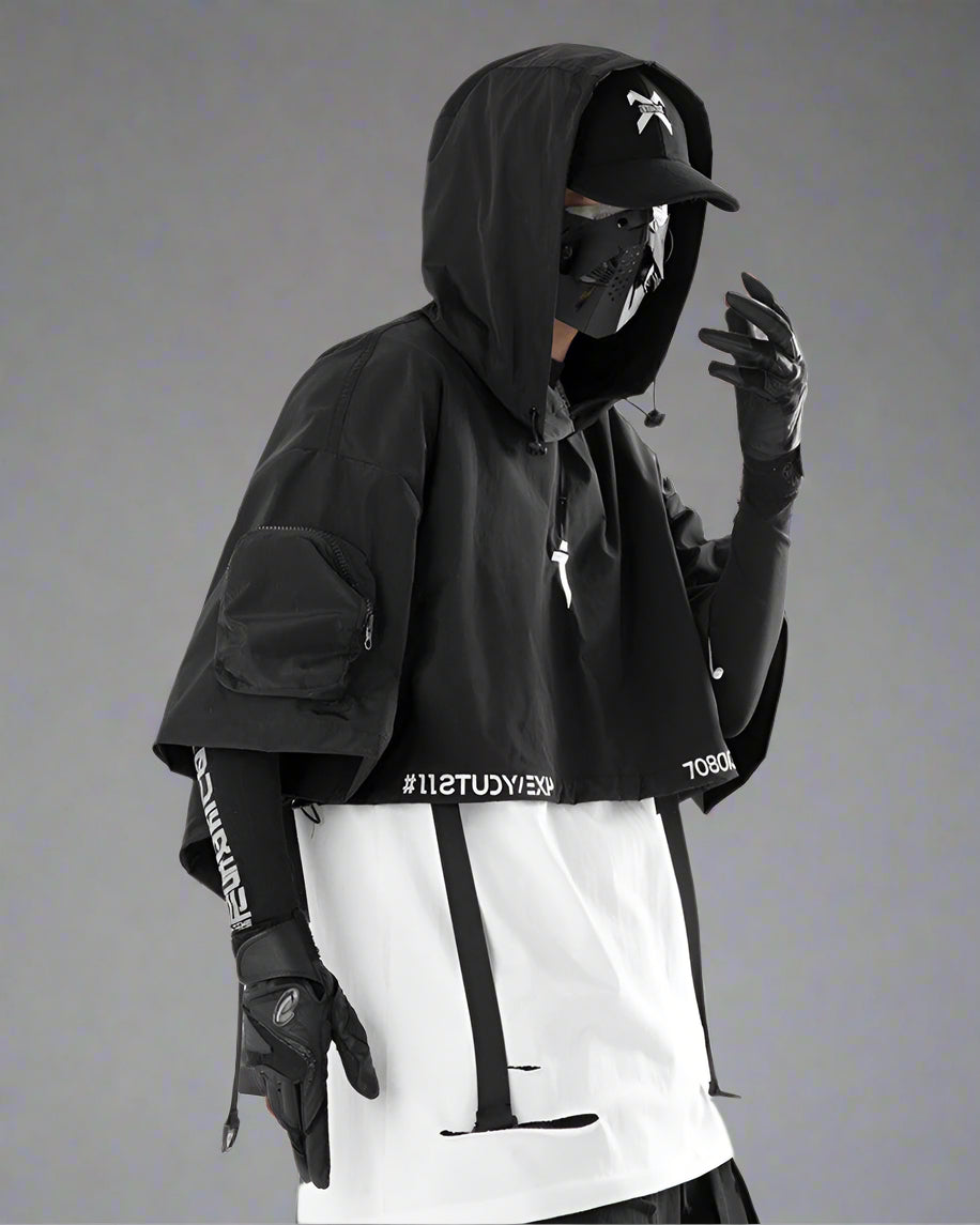 Sleek Black Hooded Cloak