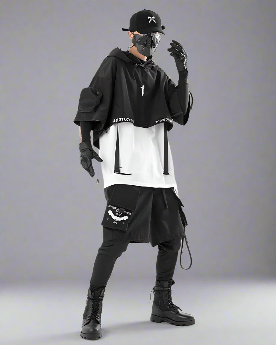 Sleek Black Hooded Cloak