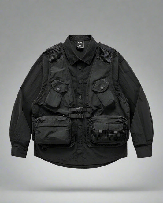 Functional Layered Pocket Shirt - techwear shirt - Layered Pocket Shirt for Techwear Enthusiasts
