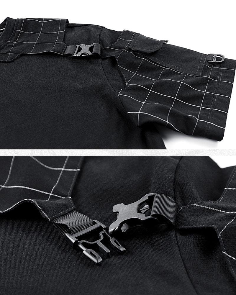 Dynamic Plaid Techwear T-Shirt