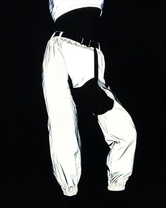 Glow-In-The-Dark Rave Pants - vibrant reflective pants - Vibrant Glow-In-The-Dark Rave Pants for Comfort