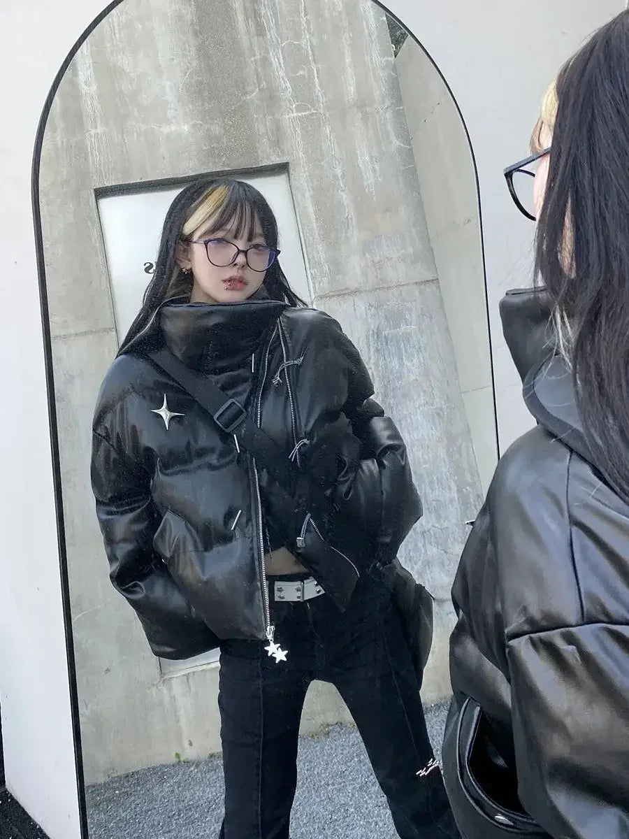Gothic Puffer Jacket - streetwear - Gothic Puffer Jacket for Edgy Style and Comfort