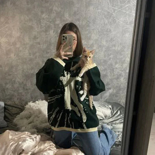 Green Knit - green knit - Y2K Green Knit Sweater for Stylish Comfort