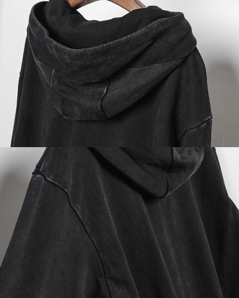 Chic Black Denim Hoodie