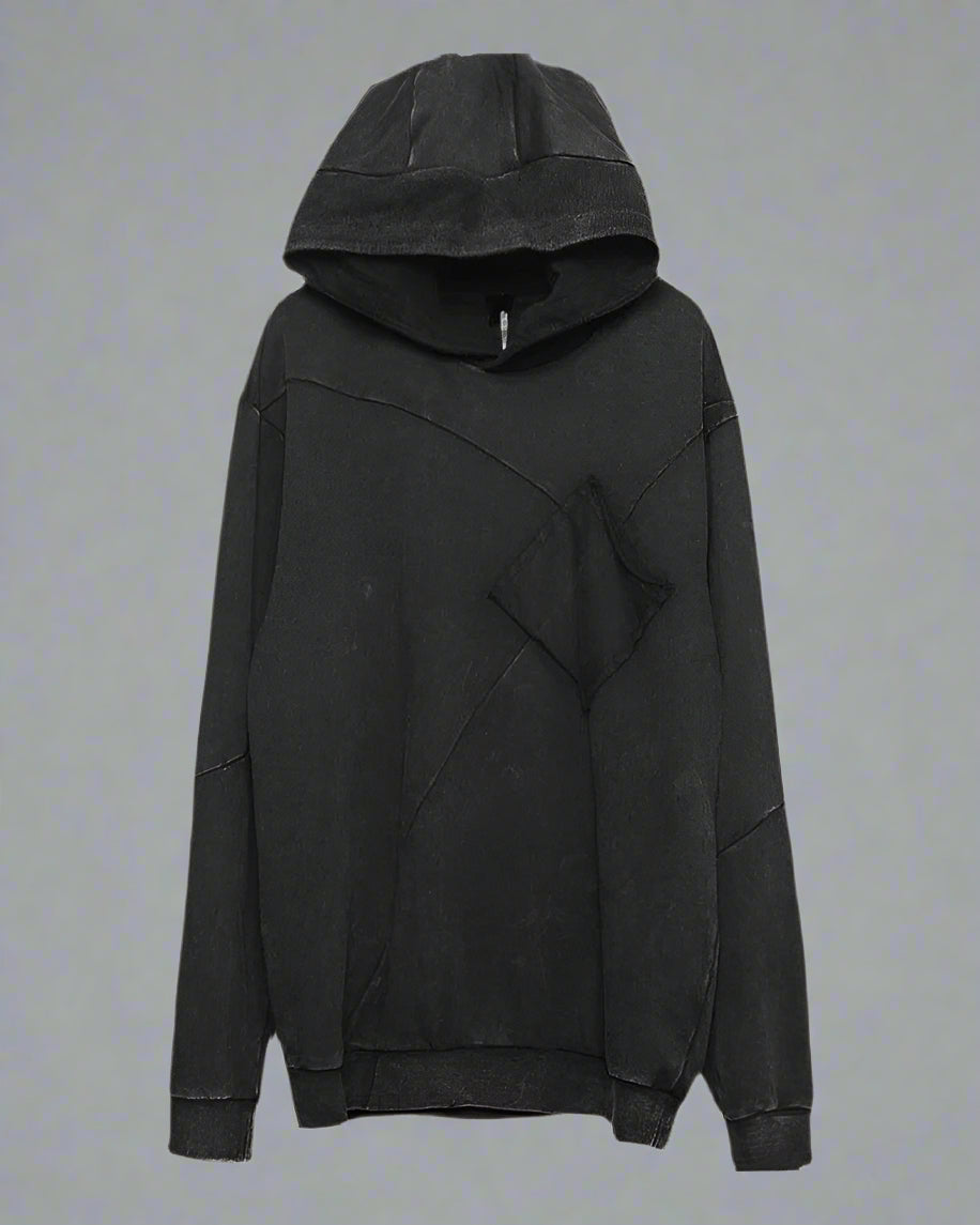 Chic Black Denim Hoodie
