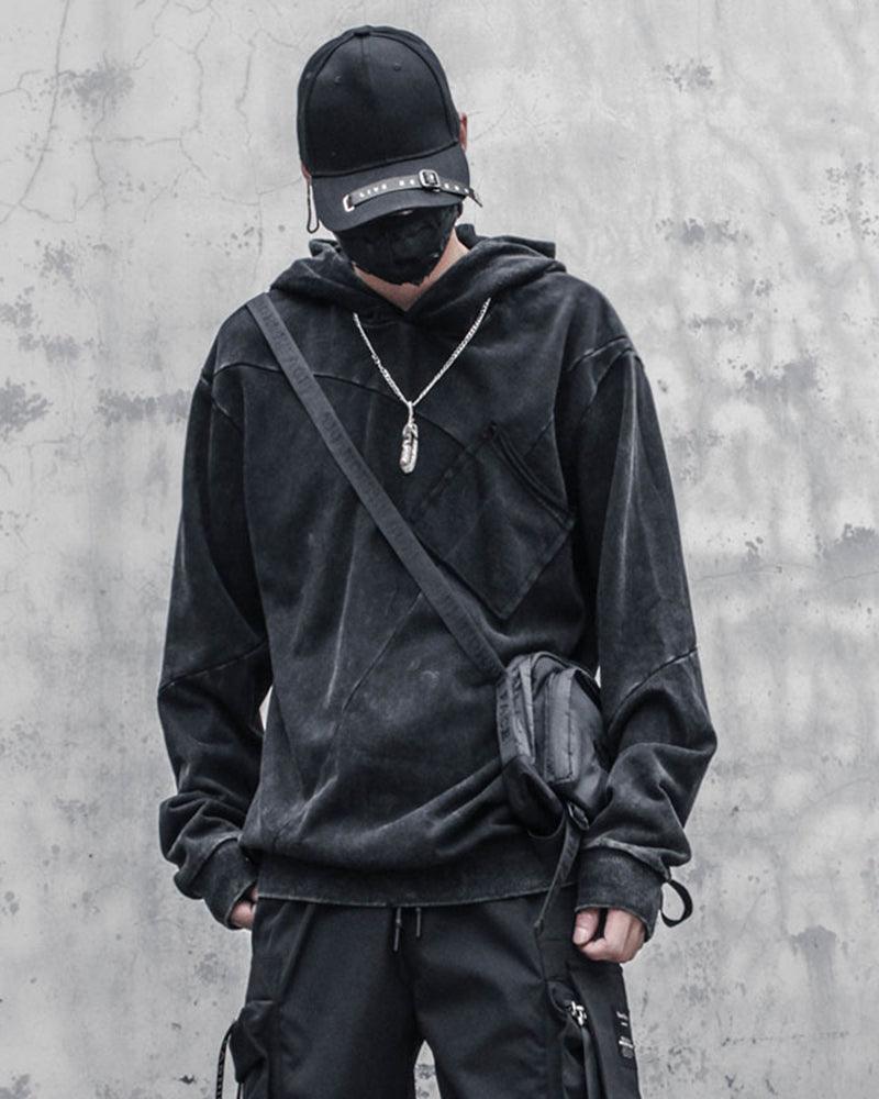 Chic Black Denim Hoodie