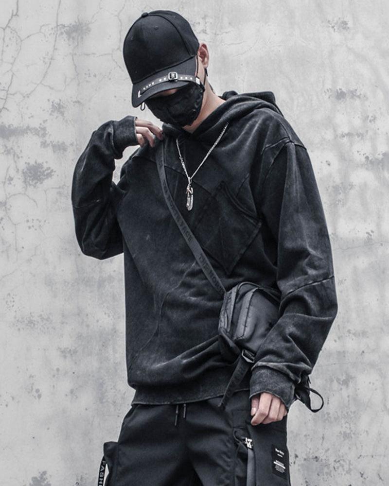 Chic Black Denim Hoodie