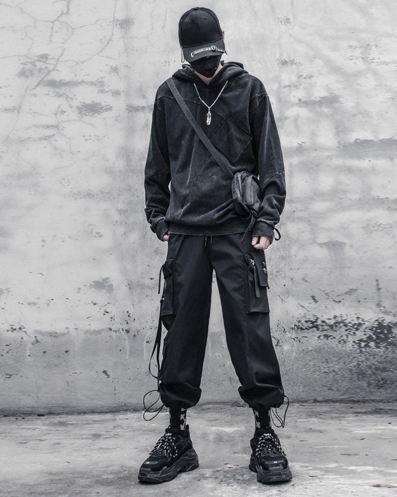 Chic Black Denim Hoodie