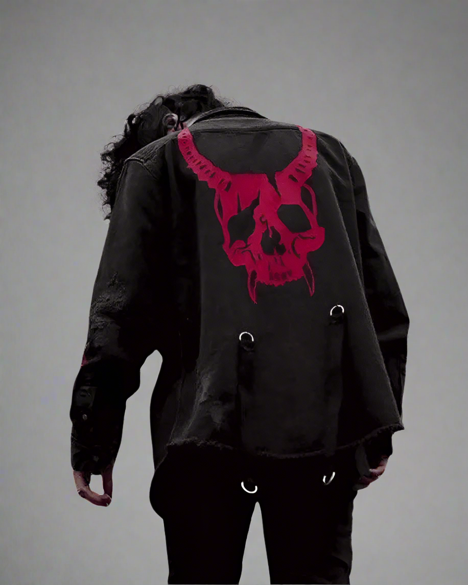 Edgy Horned Denim Jacket