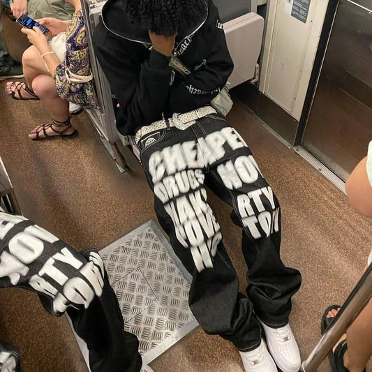 Jean Drip - urban jeans - Stylish Y2K Printed Drip Jeans for Urban Wear