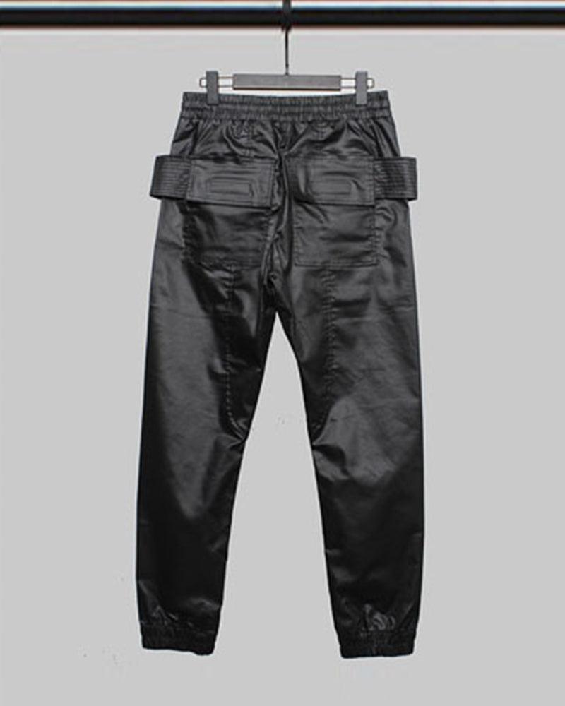 Chic Black Waxed Cargo Trousers