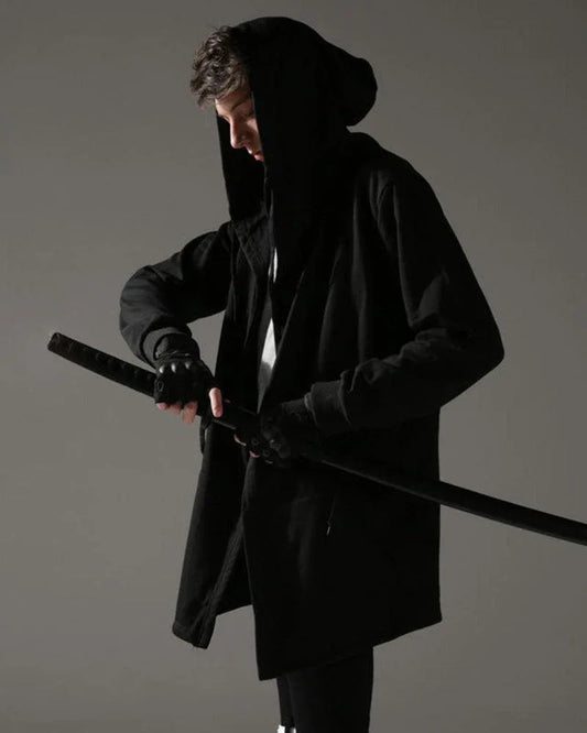 Mystic Shadow Hooded Cloak - techwear - Black Hooded Cloak with Futuristic Style