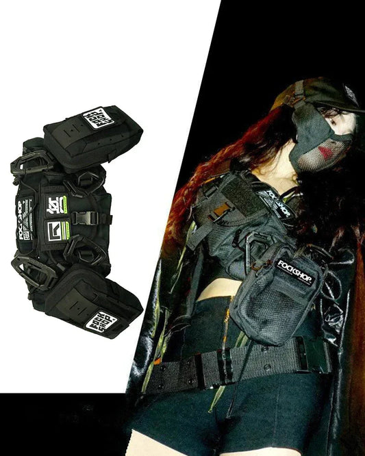 Neon Pulse Cyber Sling - cyberpunk sling bag - Cyberpunk Sling Bag with Multiple Pockets