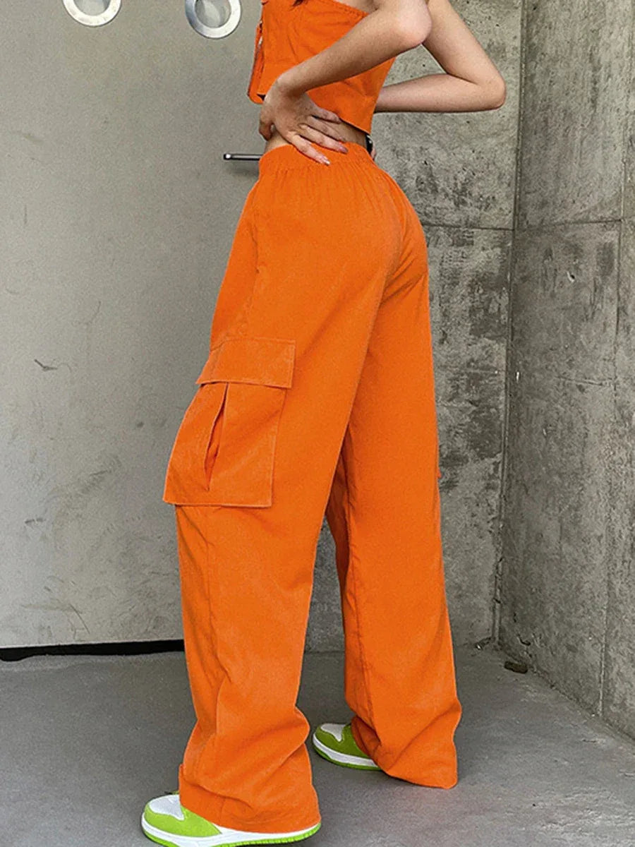 Orange Parachute Pants - parachute pants - Bold Orange Parachute Pants for Streetwear Style