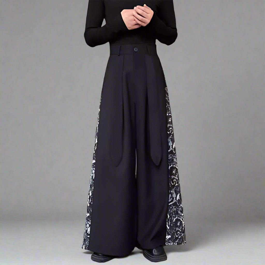 Chic Paneled Wide-Leg Trousers