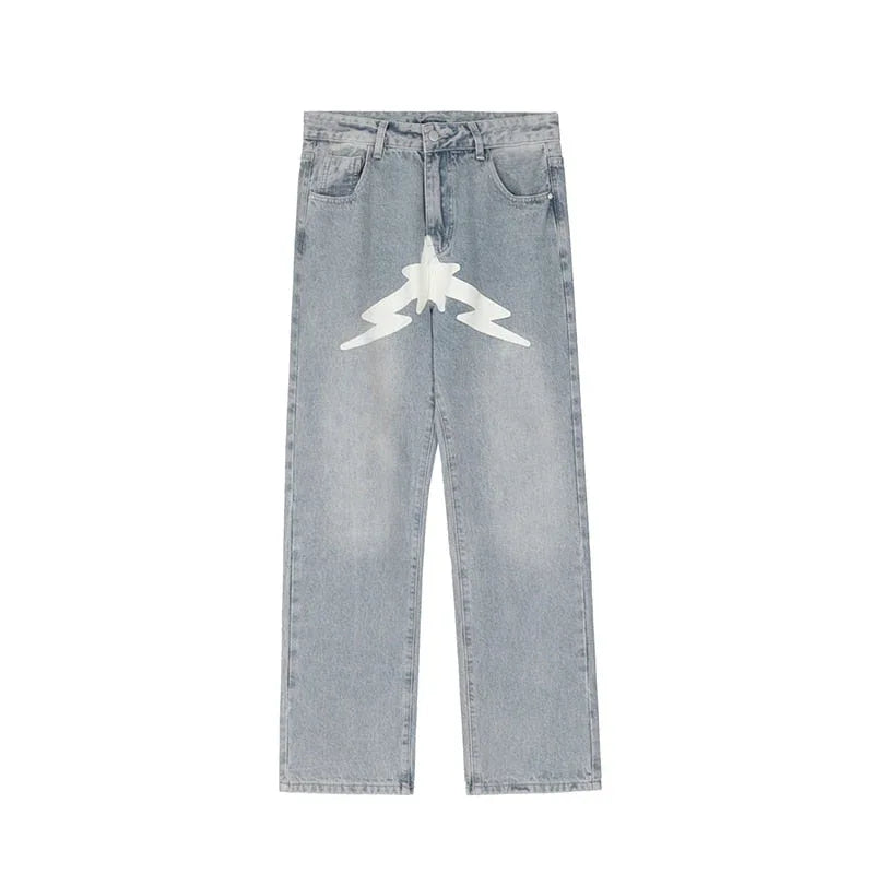 Printed Jeans - y2k fashion - Y2K Printed Jeans for Trendy Streetwear Styles