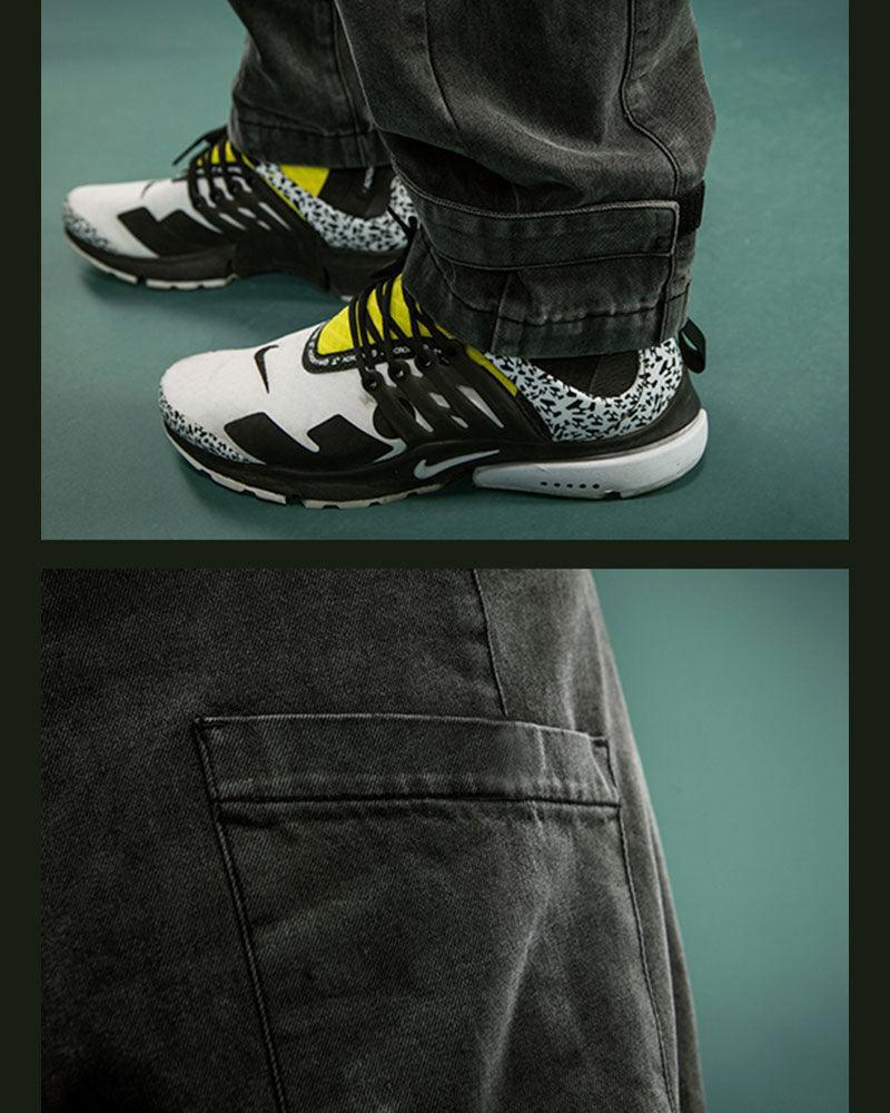 Reflective Denim Utility Cargo - streetwear - Reflective Denim Utility Cargo Pants for Men