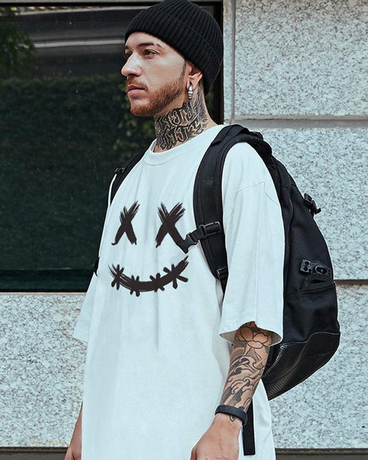 Relaxed Smiley Graphic Tee - playful graphic t-shirt - Smiley Graphic Tee for a Laid-back Style