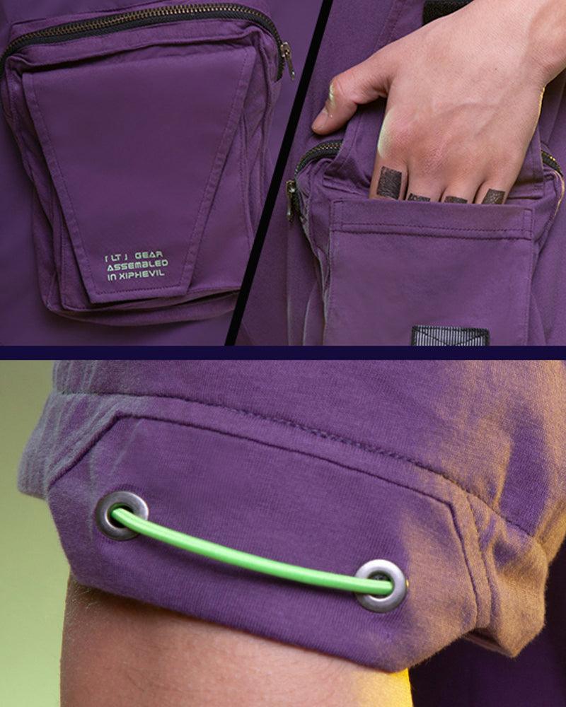 Revolutionary Cyberpunk Pocket Tee - techwear - Cyberpunk Pocket Tee in Vibrant Purple