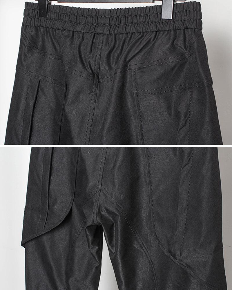 Chic Black Patchwork Cargo Trousers