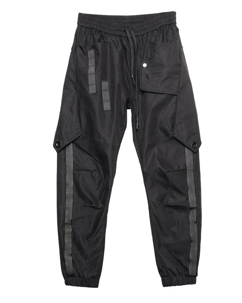 Chic Black Patchwork Cargo Trousers