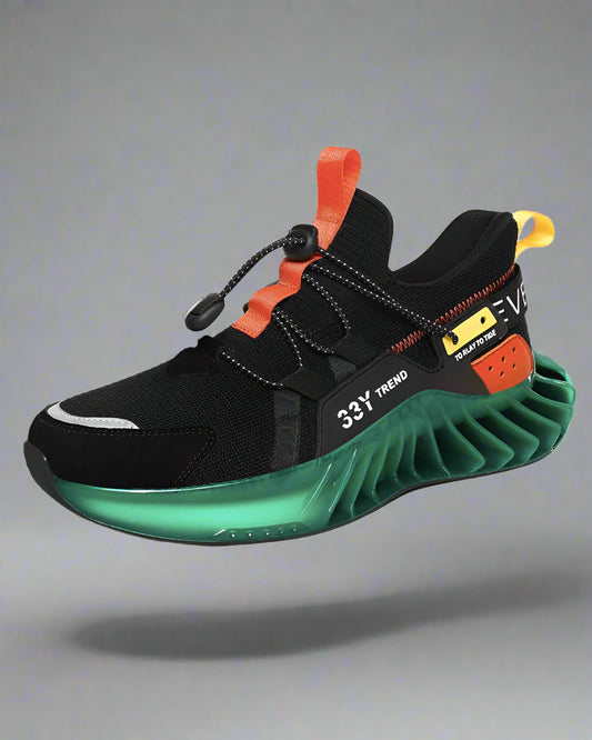 Shiny Future-Ready Running Kicks - techwear shoes - Modern Techwear Running Shoes for Comfort