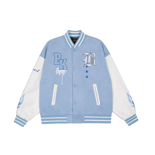 Sky Blue Varsity Jacket - varsity jacket - Sky Blue Varsity Jacket for Casual Style