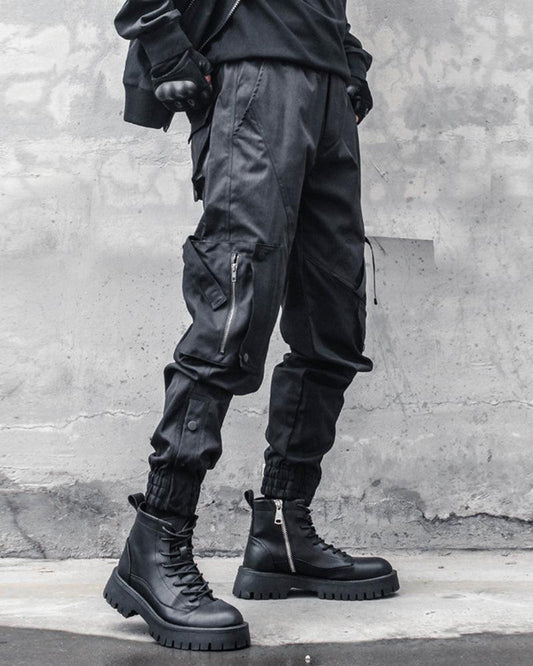 Sleek Black Slim Cargo Pants - techwear cargo pants - Sleek Black Slim Cargo Pants for Modern Style