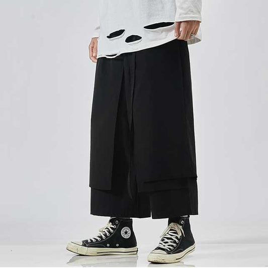 Sleek Japanese-Inspired Trousers - modern streetwear trousers - Japanese-Inspired Hakama Trousers for Comfort