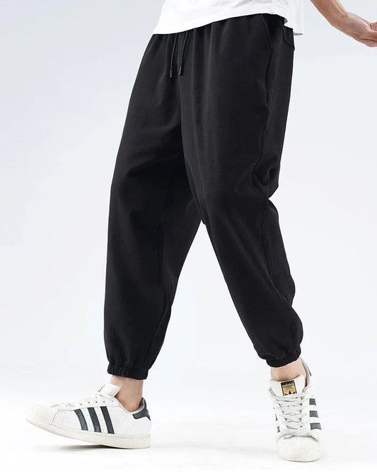 Sleek Silk Black Joggers - silk joggers - Lightweight Silk Black Joggers for Summer Wear
