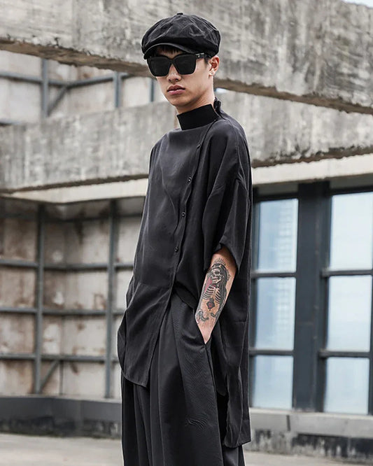 Sleek Tech-Inspired Relaxed Shirt - techwear shirt - Tech-Inspired Relaxed Shirt for Urban Style