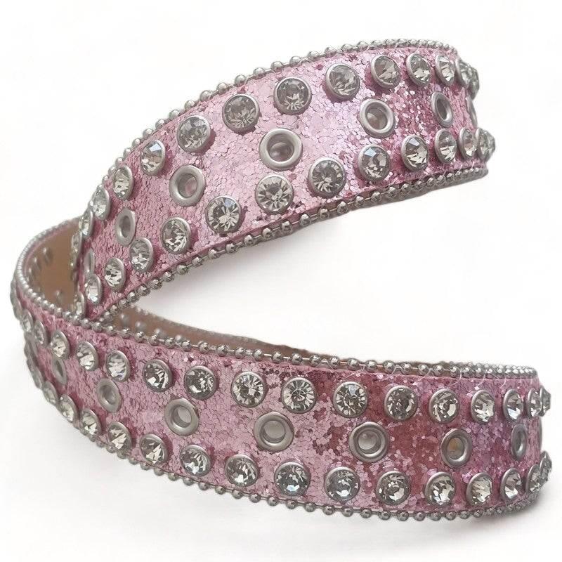 Sparkling Pink Rhinestone Belt - flashy rhinestone design - Chic Pink Rhinestone Belt for Any Outfit