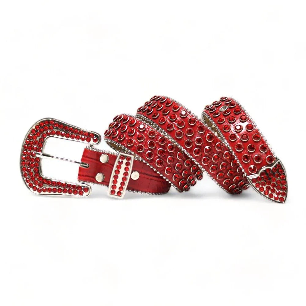 Sparkling Rhinestone Buckle Belt - y2k streetwear belt - Stylish Rhinestone Buckle Belt for Streetwear