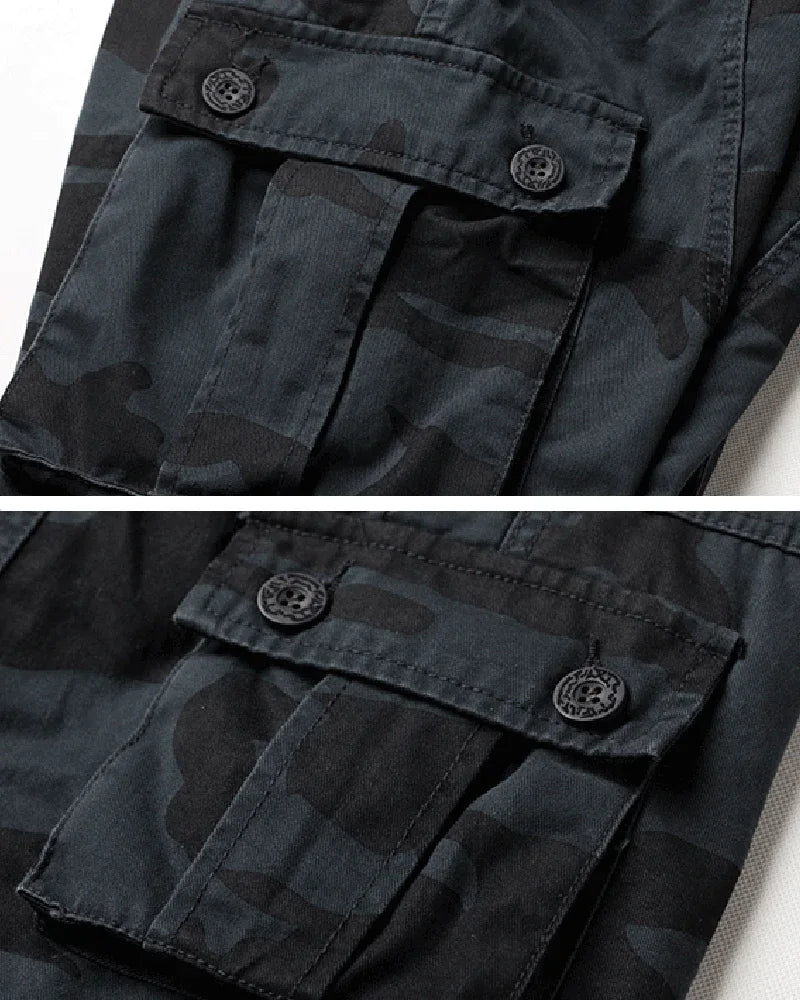 Stealthy Black Camo Cargo Trousers - premium materials - Black Camo Cargo Trousers for Everyday Adventure