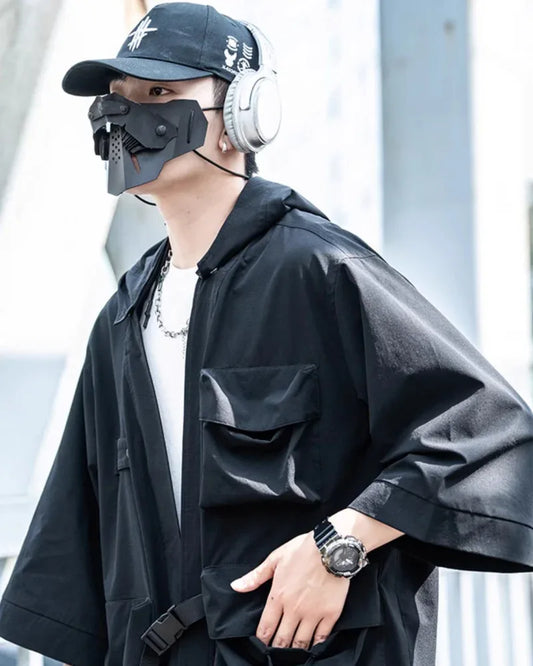 Stealthy Hooded Kyoto Wrap - techwear-inspired jacket - Stealthy Hooded Kyoto Wrap Jacket for Comfort
