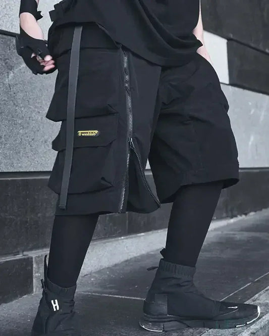 Stylish Black Cargo Shorts - men's cargo shorts - Sleek Black Cargo Shorts with Ample Storage