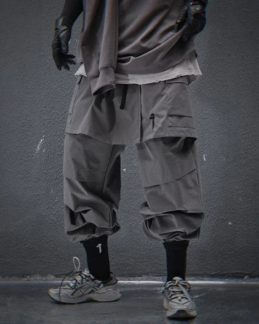 Stylish Cargo Pants with Skirt Hem - techwear-core - Stylish Cargo Pants with Skirt Hem Design