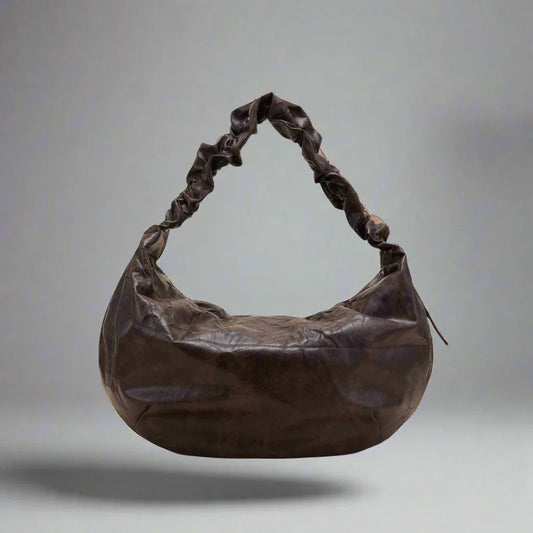 Stylish Crescent Wrinkle Tote - crescent-shaped bag - Stylish Crescent Wrinkle Tote for Modern Use
